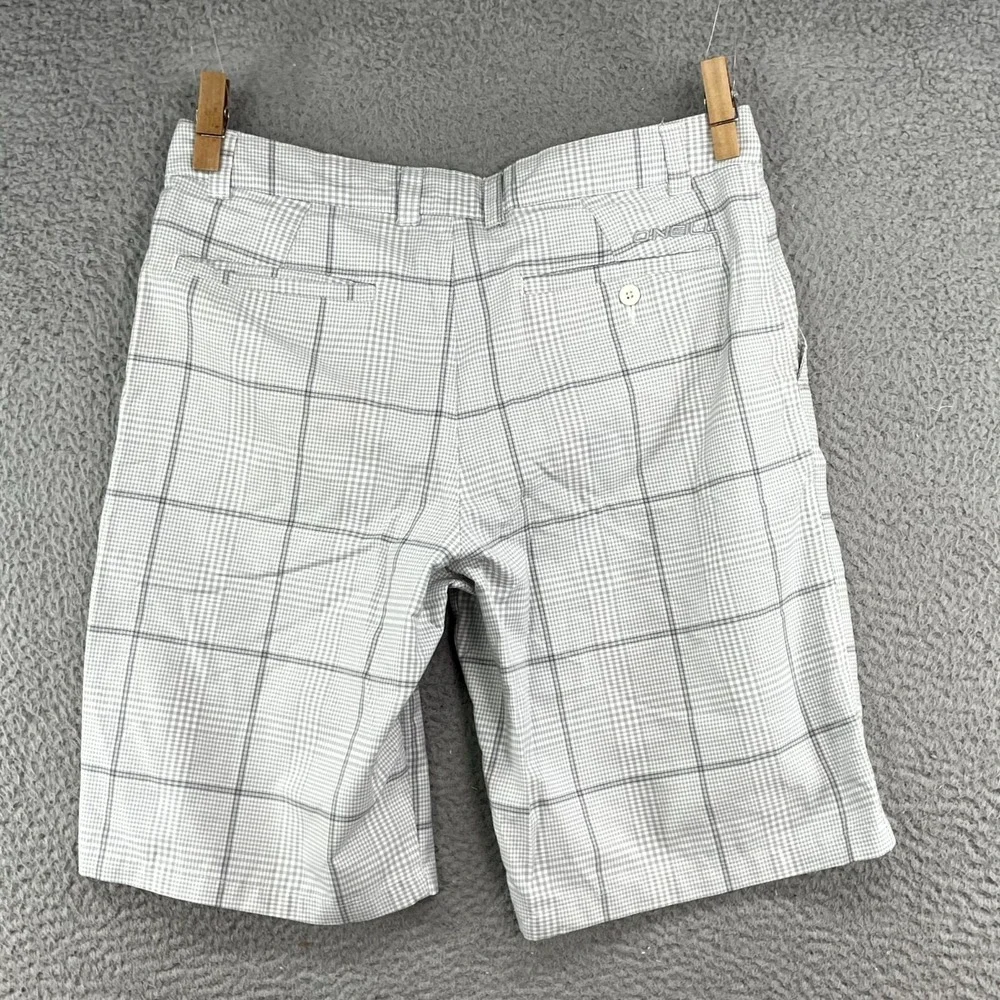 O'Neill Hybrid Shorts Mens 34 White Gray Gingham Plaid Gorpcore Outdoor‎ Hiking